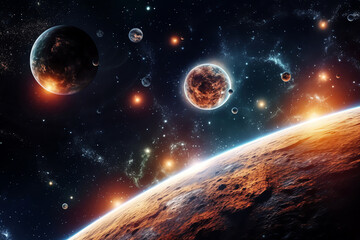 planets galaxy outer space background