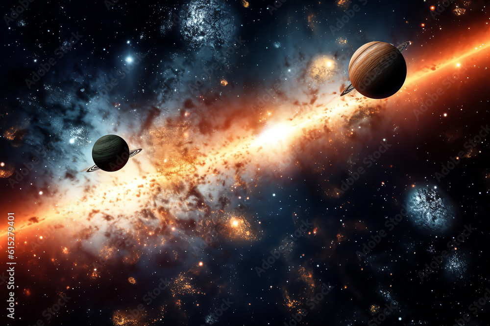 Wall mural planets galaxy outer space background