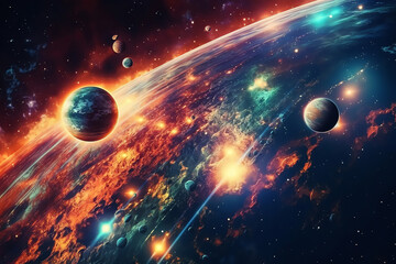 planets galaxy outer space background