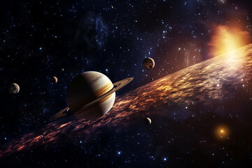 Fototapeta premium planets galaxy outer space background
