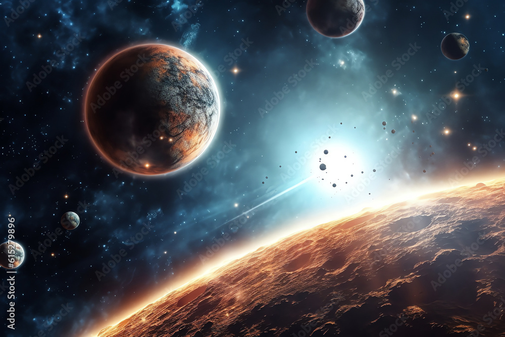 Wall mural planets galaxy outer space background