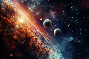 Obraz na płótnie Canvas planets galaxy outer space background