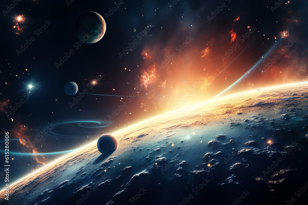 Wall mural planets galaxy outer space background