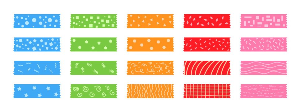 Cute Masking Washi Tape Doodle Vector