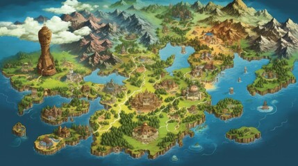Fototapeta na wymiar RPG Game World Map