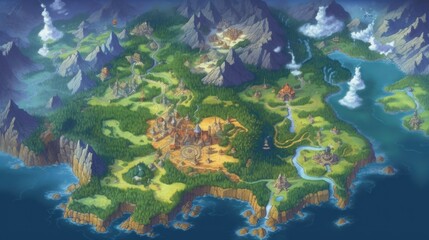 Naklejka na ściany i meble RPG Game World Map