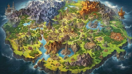 Naklejka na ściany i meble RPG Game World Map