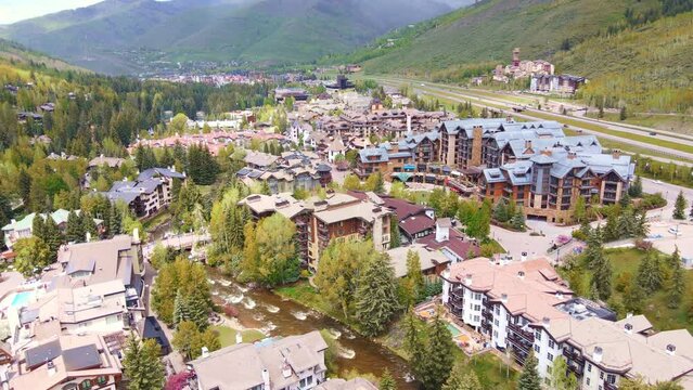 Mountain town in Vail Colorado during summer