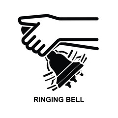 Hand ringing retro bell icon isolated on background vector illustration.