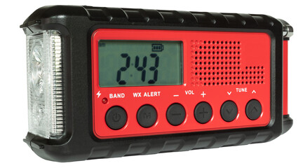 Portable weather radio with flashlight