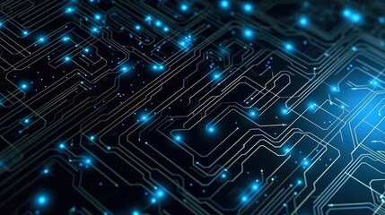 Close-up of circuit board. Electronic computer hardware technology. Motherboard digital chip. blurred concept, Generative AI illustration