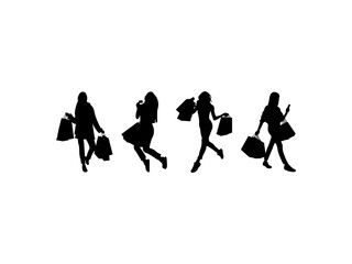 Shopping Girls Vector Art & Icon.
