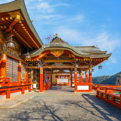 Naklejka premium Saga, Japan - Nov 28 2022: Yutoku Inari shrine in Kashima City, Saga Prefecture. It's one of Japan's top three shrines dedicated to Inari alongside Fushimi Inari in Kyoto and Toyokawa Inari in Aichi