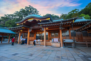 Nagasaki, Japan - Nov 28 2022: Suwa Shrine is a major Shinto shrine, it's established as a way of stopping and reverting the conversion to Christianity that took place in Nagasaki
 - obrazy, fototapety, plakaty