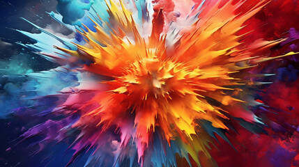 Obraz premium Generative AI, Colorful Kaleidoscope: A Vibrant Symphony of Paint Splatters