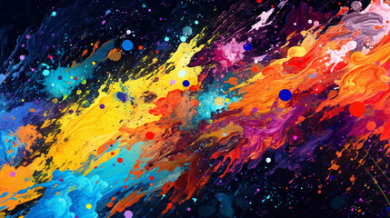 Generative AI, Colorful Kaleidoscope: A Vibrant Symphony of Paint Splatters