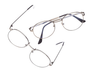 Working smart Fashion Glasses fly in air showing many angle rotated. Fashion trend glasses for...