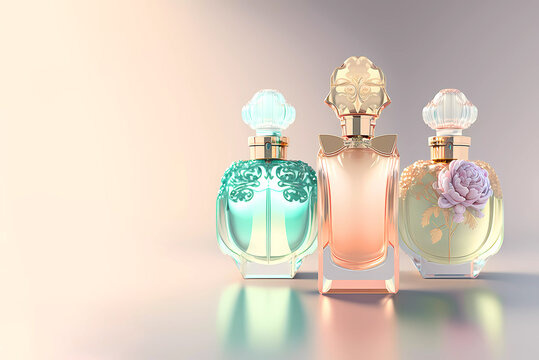 Perfume on an abstract background. Generated AI
