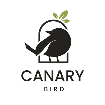 Vintage retro canary logo design vector illustration premium