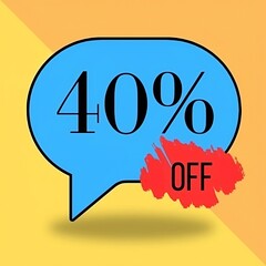 40% off, promotion, forty percent off, red, yellow, yellow background, promotion, off, percentage