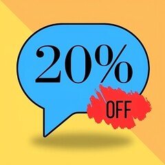 20% off, promotion, twenty percent off, red, yellow, yellow background