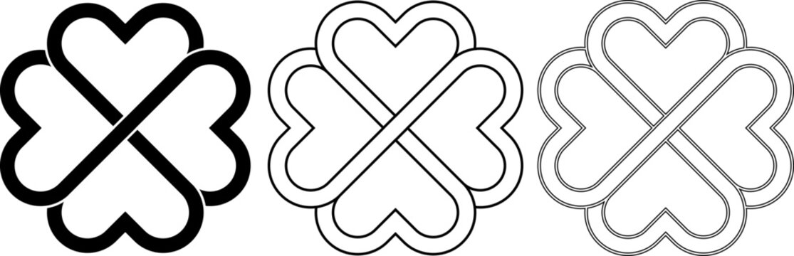 Black white Love clover knot icon