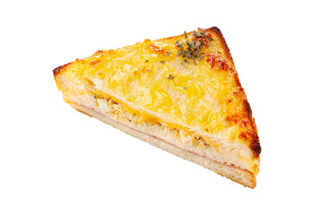 grilled cheese sandwich on white background.
