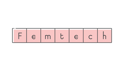 FemTechの文字と四角いフレームのタイポグラフィ - シンプルなフェムテックのイメージ素材
 - obrazy, fototapety, plakaty