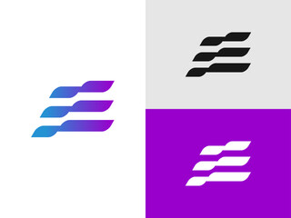 Abstract letter E for business logo icon template  