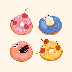 Set of cute donuts illustration