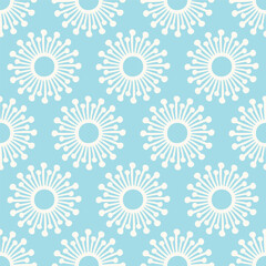 Pastel Blue Dandelion Flower Motif Seamless Vector Repeat Pattern
