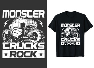 Monster Truck T-shirt Design Vector, monster trucks rock. © Raju