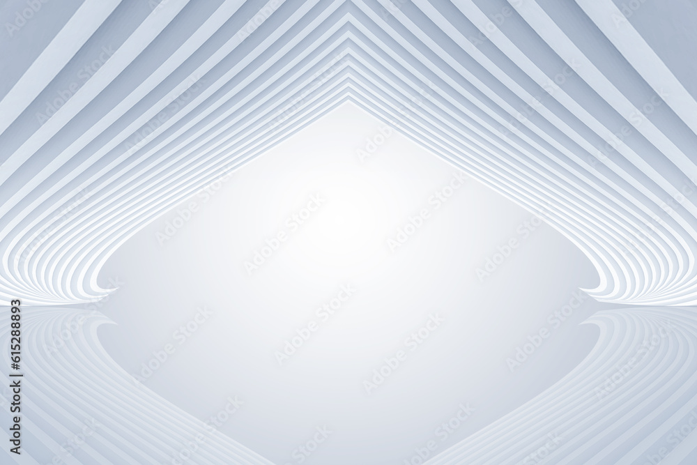 Poster artificial white curved tunnel futuristic space background 3d rendering