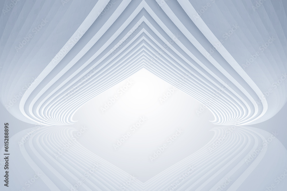 Poster artificial white curved tunnel futuristic space background 3d rendering