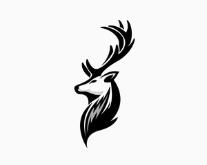 elegant head elk deer logo template illustration inspiration