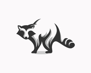 beauty clever stand raccoon art logo icon symbol design template illustration inspiration