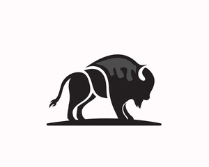 simple abstract stand bison logo design template illustration inspiration