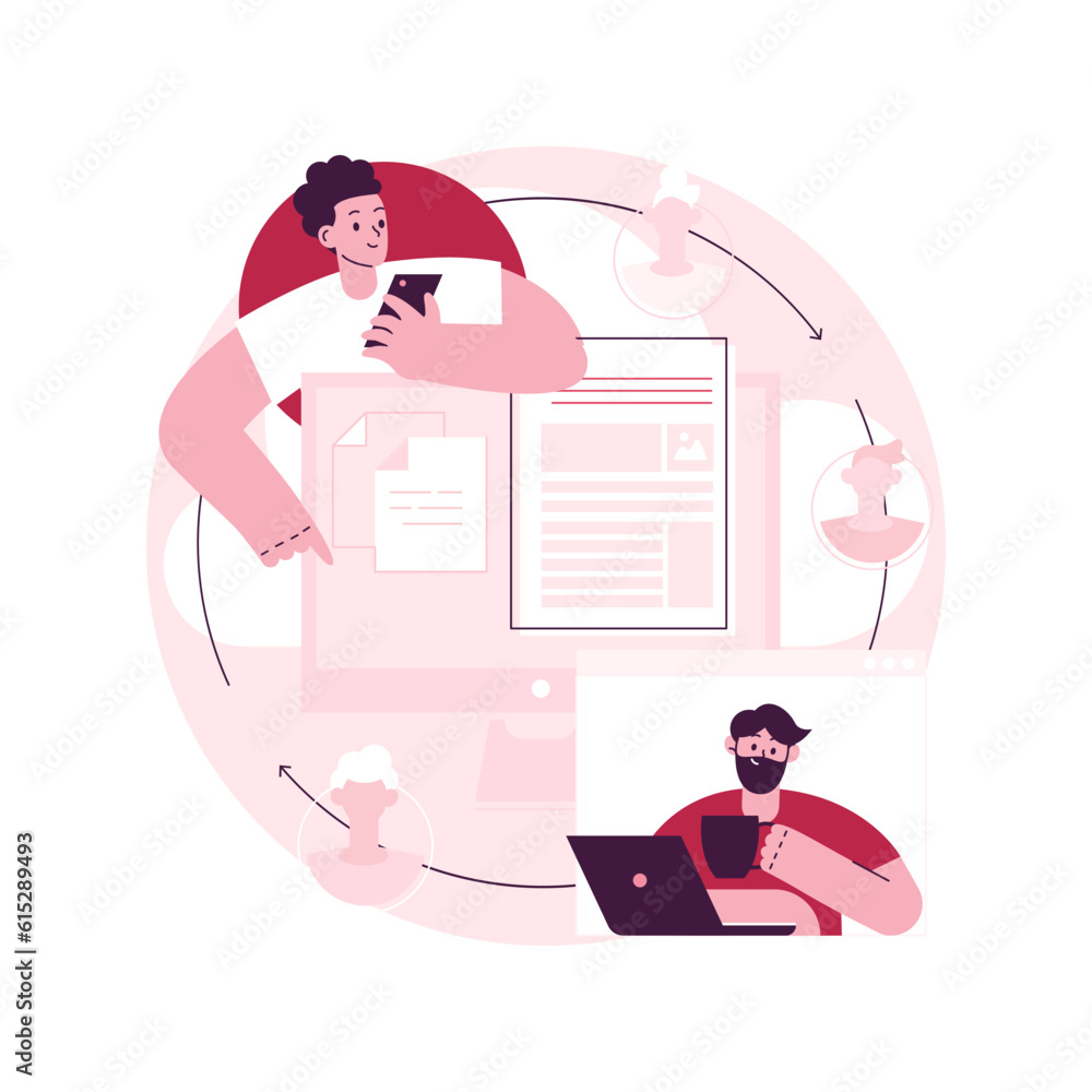 Poster virtualization technology abstract concept vector illustration. process virtual representation, redu