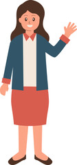 Wave Hands Female Employee Illustration Vector