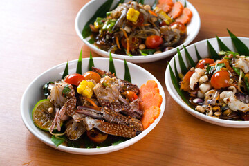 Papaya salad spicy food, Asian papaya salad, Thai papaya salad with salted crab , Somtam is very famous in Thailand ,Thai food.