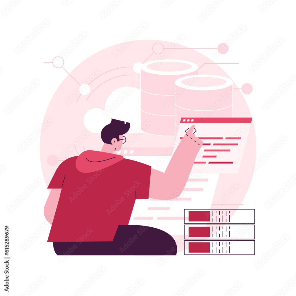 Poster big data analytics abstract concept vector illustration. big data mining, automated analytics system