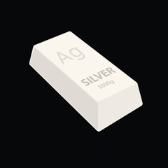 Ingot of silver. Vector. An illustration of a valuable metal weighing 1 kilogram. Silver ingot 99 percent. Icon for banking website or investment app. Financial instrument of savings.