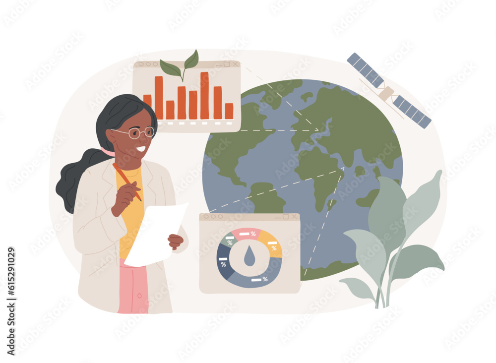 Poster environment data analytics isolated concept vector illustration. digital environmental analytics, ec
