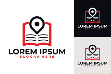 Book education pin location online school logo vector illustration