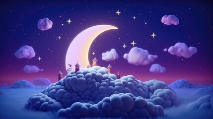 world sleep day moon starry sky fairy tale world illustration