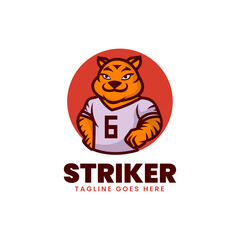 Vector Logo Illustration Striker Mascot Cartoon Style.