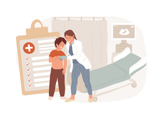 Head to toe physical examination isolated concept vector illustration. Head to toe exam, physical examination findings, clinical assessment, ultrasound, all the body systems vector concept.