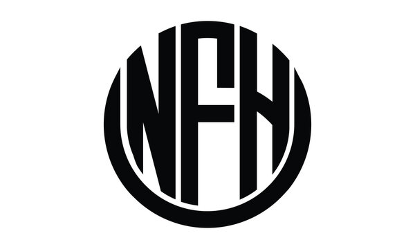 NFH shield with round shape logo design vector template | monogram logo | abstract logo | wordmark logo | lettermark logo | business logo | brand logo | flat logo.