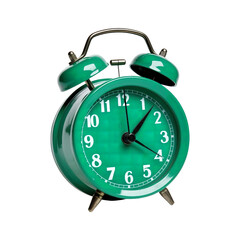 Green alarm clock on a transparent background