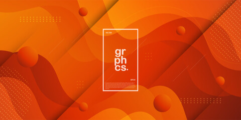 Fototapeta premium Modern wave orange textured background design in 3D style with dynamic orange color. EPS10 Vector